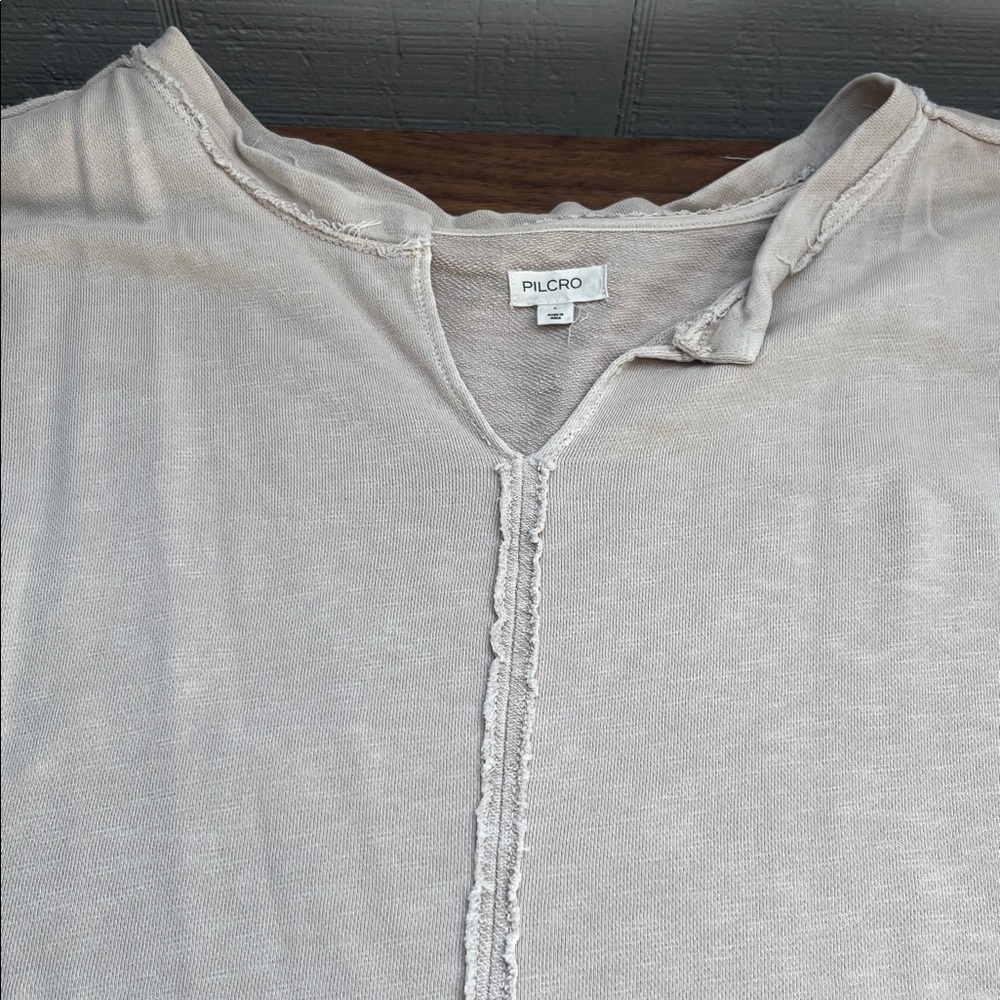 Pilcro Women's Beige Blouse with Eyelet Detail